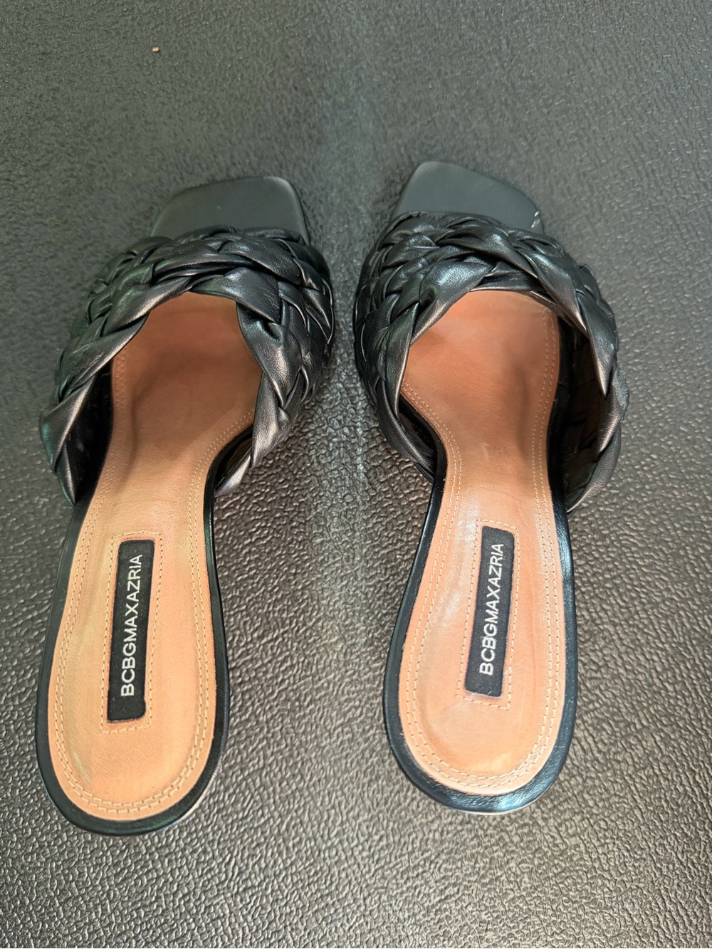 BCBGMaxAzria Black Braided Slide Mules